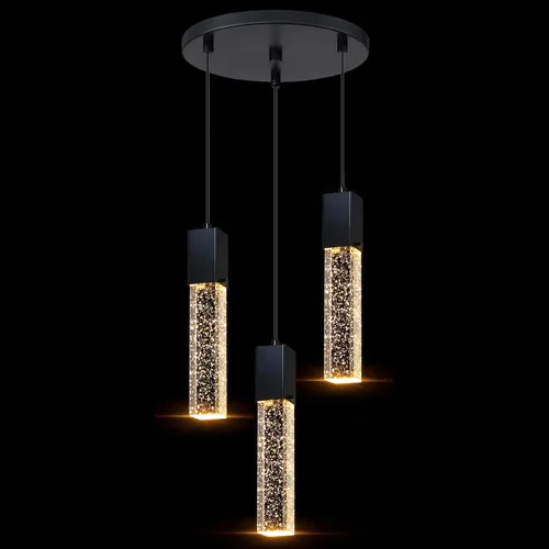 Vista 5 de 2 Pack Integrated Hanging Crystal Kitchen Island Modern Concise Pendant Ceiling Light Fixture,Black Finish for Kitchen Island Dining Room Bedroom