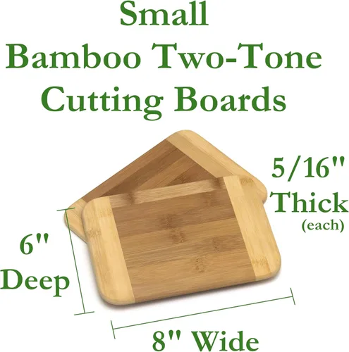 Vista 2 de Lipper International Tabla de cortar y servir de madera de bambú de dos tonos, pequeña, 8 x 6 x 5/16 pulgadas, juego de 12