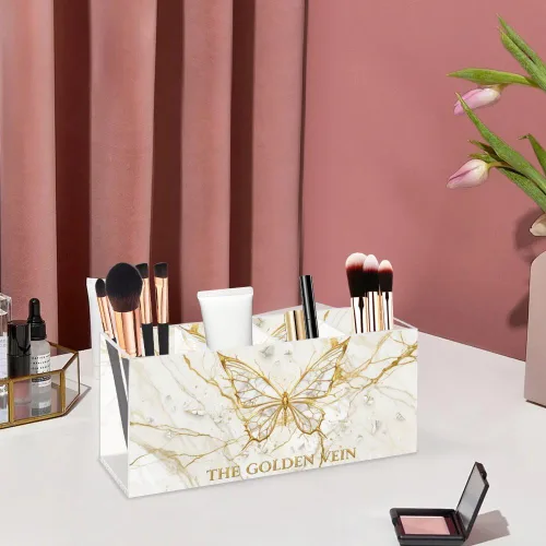 Vista 5 de Cool Butterfly Acrylic Lip Stick Holder Organizer With 4 Compartments Makeup Organizer Cheap Lip Liner Storage Bow Office Supplies Crayon Storage
