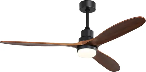 Vista 9 de CACI Mall Ventilador de techo de 60 pulgadas sin luz, ventiladores de techo para exteriores para patios sin luces, control remoto, madera maciza