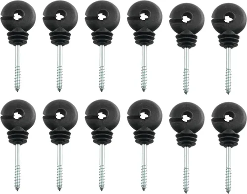 Vista 2 de Aislador eléctrico de valla aislador atornillado negro autorroscante anillo de valla aislante de poste de madera