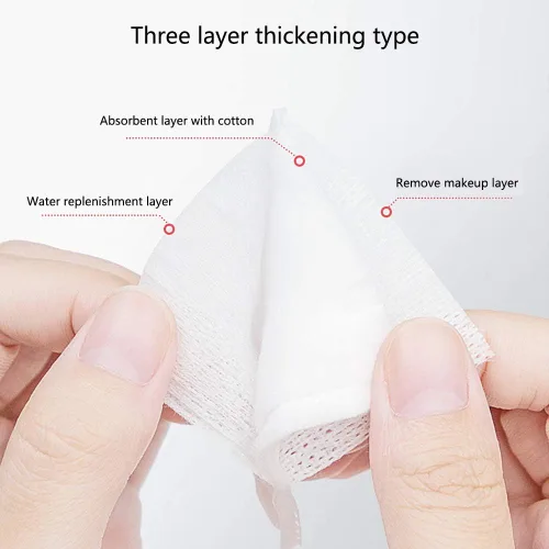 Vista 4 de Almohadillas de algodón removedor de maquillaje para maquillaje facial de ojos y eliminación de esmalte de uñas, esponja cuadrada de algodón, doble