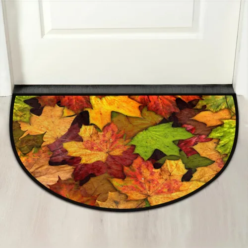 Vista 7 de Pardick Tapete de Puerta Semicircular de Otoño con Hojas de Arce, Alfombra de Área Semicircular, Lavable, Duradera, Decorativa, Alfombras de Media