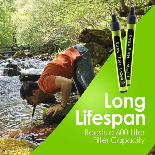 Vista 5 de Paquete de 4 popotes de filtro de agua – Dispositivo purificador de agua – Filtración de agua personal portátil para supervivencia – para kits