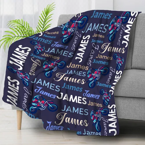 Vista 37 de Manta de forro polar suave para regalo de motocicletas de motocross, manta acogedora de franela, aire acondicionado, 50x40 pulgadas para niños