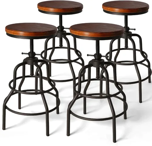 Vista 12 de LOKKHAN Taburetes de bar industriales - Taburete de bar giratorio de cuero y metal - De 20 a 27 pulgadas de alto, altura ajustable para encimera