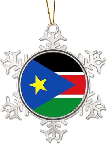 Vista 10 de Bandera nacional de peltre copo de nieve adornos de Navidad de China Taiwán bandera adornos para árbol de Navidad, decoración colgante de metal