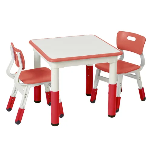 Vista 12 de ECR4Kids Mesa de actividades cuadrada de borrado en seco con 2 sillas, ajustable, muebles para niños, azul, 3 piezas