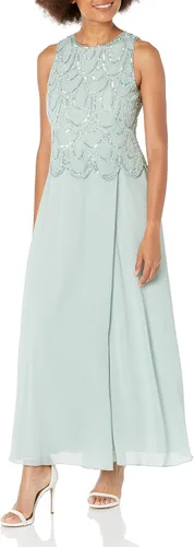 Vista 27 de J Kara Vestido largo sin mangas con cuentas y bufanda para mujer, talla grande