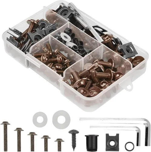 Vista 13 de Kit de pernos de carenado de motocicleta, 177 piezas M5 M6, tornillos para parabrisas de motocicleta, kit de cierres de pernos de carenado de Negro