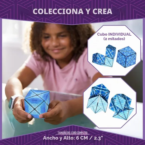 Vista 5 de Duomoto Cubo Magnético Transformador - Rompecabezas de Doble Creatividad que Cambia de Forma con 96 Imanes de Tierras Raras - Se Transforma en Más