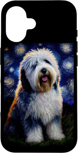 Vista 32 de Old English Sheepdog in Starry Night Painting Dog Mom Dad Case for iPhone 17