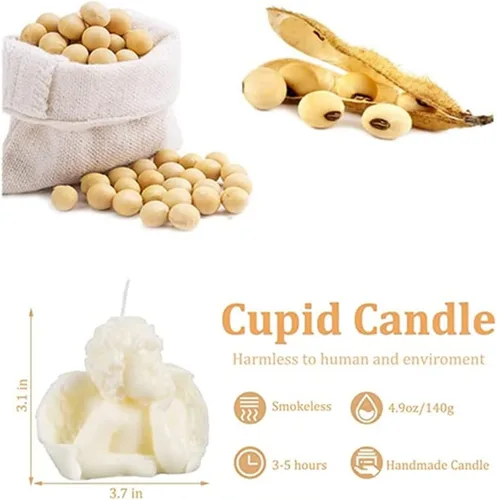 Vista 2 de Angel - Paquete de 2 velas estéticas talladas a mano con aroma de soja para decoración del hogar (blanco leche)