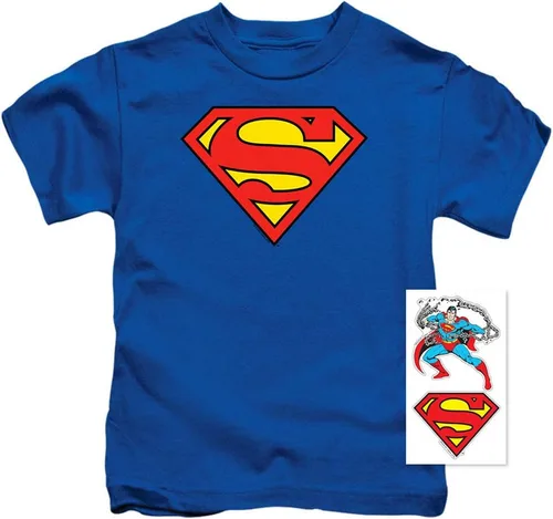 Vista 2 de Popfunk Camiseta y pegatinas clásicas con logotipo de Superman Juvenil