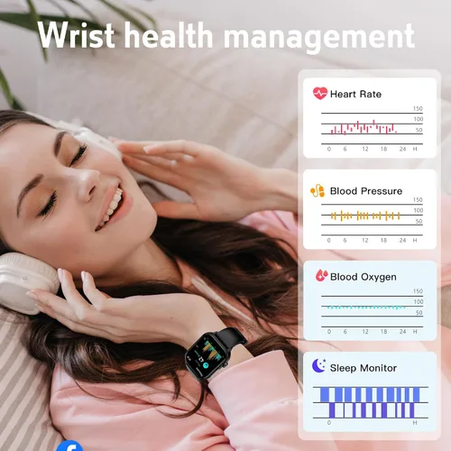 Vista 2 de Reloj inteligente para mujeres y hombres (respuesta/dial) reloj inteligente IPS de 1.96 pulgadas, frecuencia cardíaca 24/7, oxígeno en sangre