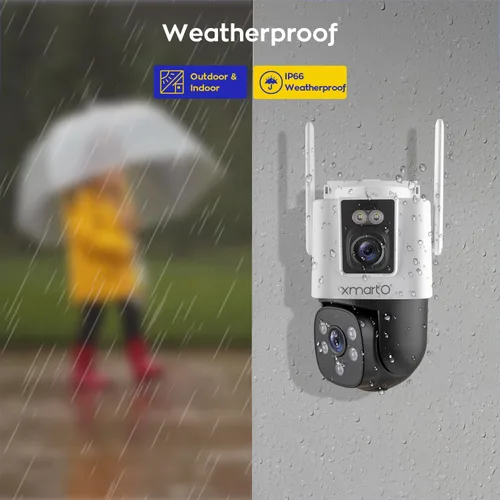 Vista 9 de xmartO [Dual-CAM 180+° FOV] Cámara de seguridad para el hogar WiFi 6 6MP 2 en 1 con seguimiento de IA, zoom de inclinación panorámica, banda dual