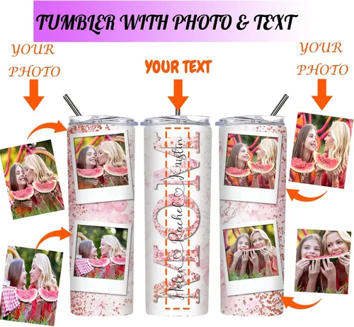 Vista 4 de Regalos para el Día de la Madre, vaso personalizado con foto de mamá, vasos delgados con tapa de nombre y pajita, 20 onzas, taza de café de viaje