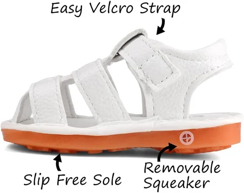 Vista 2 de CINDEAR Sandalias chirriantes de verano para niños y niñas, puntera cerrada, antideslizantes, suela de goma premium, zapatos para primeros pasos