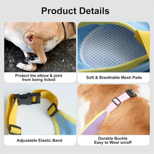 Vista 2 de Funda de recuperación para perros con acolchado, mangas delanteras para piernas después de la cirugía, protector de codo para perros pequeños