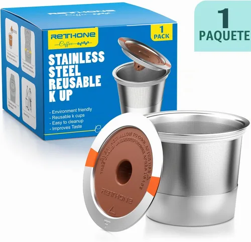 Vista 8 de RETHONE Cápsulas de café K Cup reutilizables, de acero inoxidable, K Cups reutilizables compatibles con cafeteras Keurig 1.0 y 2.0, K Cups