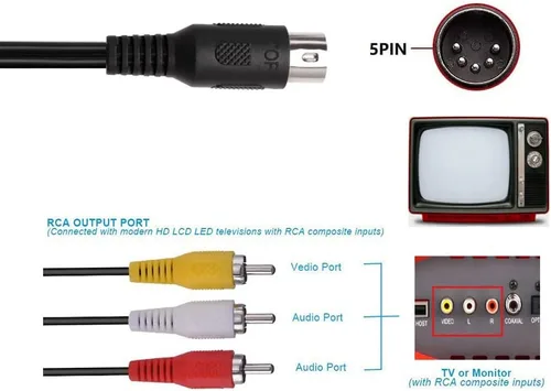 Vista 7 de Cable de TV compuesto de audio y video AV para Génesis 1 y 6 pies Cable AV de 9 pines para Génesis 2 y 3