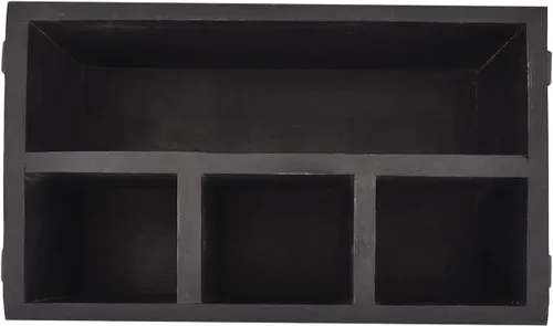 Vista 4 de EDHAS Organizador de cubiertos de madera de mango con 4 compartimentos, soporte para utensilios de cubiertos con servilletero para cocina, comedor