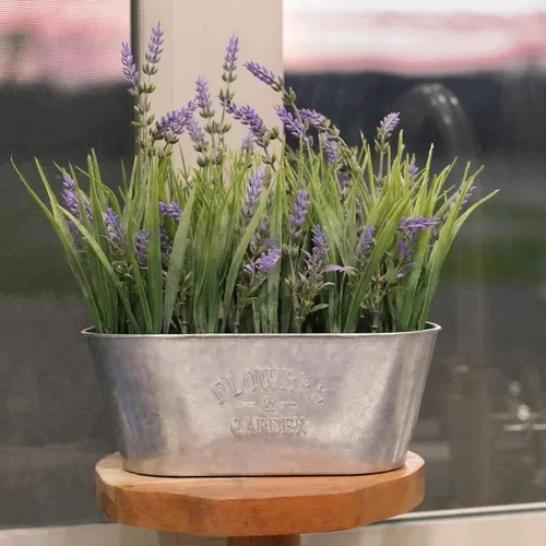 Vista 5 de Haute Decor Lavanda de 10 pulgadas en maceta de metal galvanizado