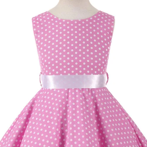 Vista 4 de Vestido de té para niñas, estilo vintage, de los años 50, con diseño de lunares, estilo Rockabilly para fiesta de graduación, vestido de té