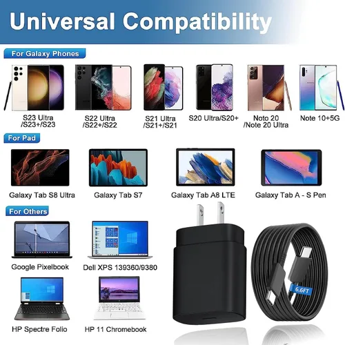 Vista 2 de Cargador USB-C de carga súper rápida de 25 W para Samsung Galaxy A17/A16/A15 5G SM-A166 SM-A165 SM-A156 SM-A155 Android Phone Tipo C Cable de carga