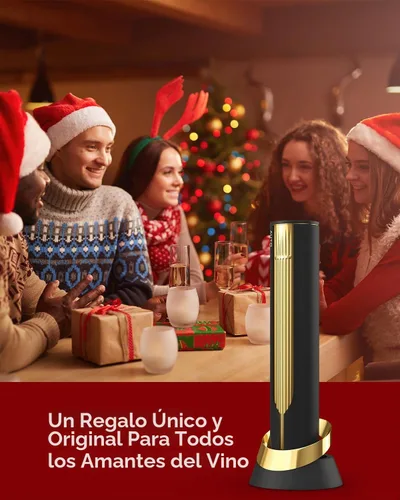 Vista 7 de Newise Abridor de Vino Eléctrico Recargable con Base de Carga y Cortador de Papel de Aluminio, Sacacorchos Automático para 60 Botellas, Regalo