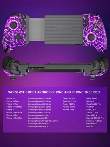 Vista 6 de Anti-Drift & Fast-ConnectWireless Gaming Controller for iPhoneAndroid, Hall Joystick&Trigger Bluetooth Phone Controller, Handheld Game Console