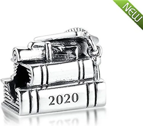 Vista 3 de Cuenta de libro de graduación 2020 2020 2025 de plata 925 para pulseras Pandora originales, joyería de moda, Cuero