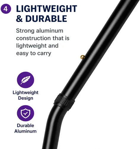 Vista 4 de Sky MedSupply Int'l Corp - Bastón de caminar compensado estándar, ajustable, aluminio negro, 0.64 libras