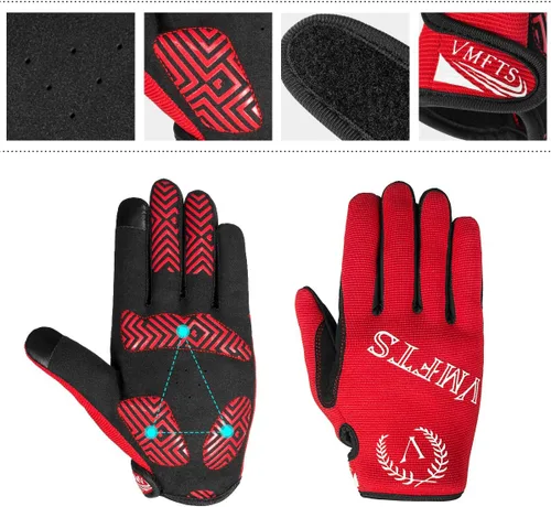 Vista 4 de Guantes de ciclismo VMFTS con gel y guantes deportivos sin dedos completos para fitness, levantamiento de pesas, entrenamiento de escalada