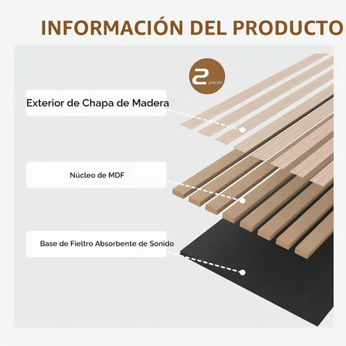 Vista 5 de POHARE Paneles de pared de listones de madera, paquete de 2 paneles decorativos de madera de 8 x 1 pie para pared, elegantes paneles de pared