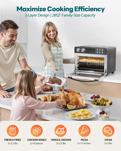 Vista 4 de Combo de horno tostador y freidora de aire de 28 cuartos de galón Negro