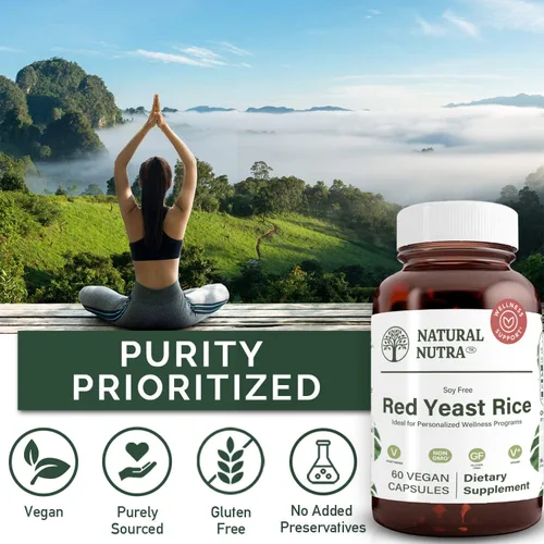 Vista 4 de Natural Nutra Extracto de arroz de levadura roja, apoyo cardiovascular, ayuda a mejorar la inmunidad, mejorar la digestión, suplementos sin gluten