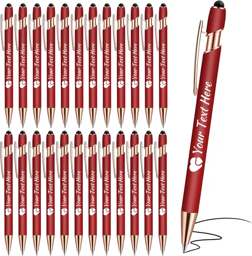 Vista 15 de Bolígrafos personalizados con lápiz capacitivo, bolígrafos con nombre impresos personalizados con tinta negra, impresos con tu logotipo o mensaje