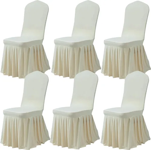 Vista 40 de Dimatic Juego de 2 fundas elásticas para sillas de comedor, fundas Parsons con falda, de elastano súper ajuste, funda protectora de asiento para Azul