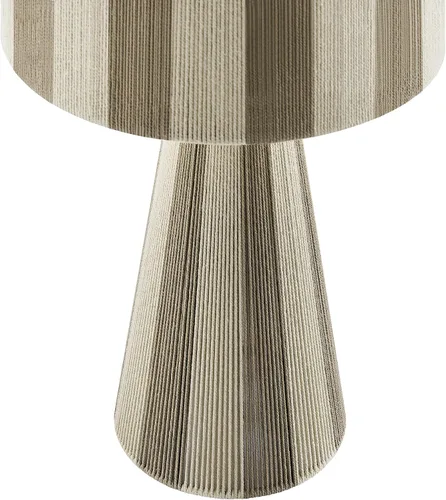 Vista 8 de Modway Renae - Lámpara de mesa vintage moderna de hilo de algodón en Cobblestone - Lámpara de acento boho retro única con base de metal y diseño