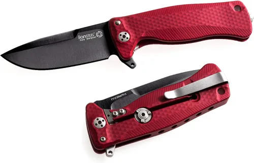 Vista 4 de Lion Steel SR22A Sleipner - Cuchillo de bolsillo plegable con bloqueo de marco, mango de aluminio mecanizado, sistema de rodamiento de bolas IKBS