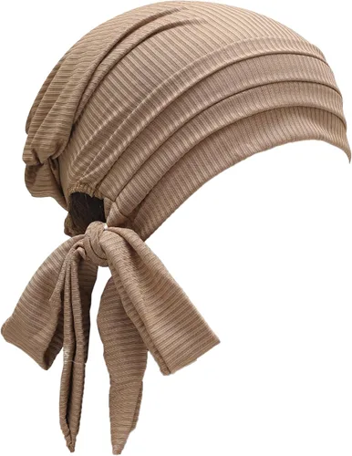 Vista 20 de ZLYC Gorro de quimioterapia para mujer, bufanda suave para la cabeza, gorro elástico Verde sólido