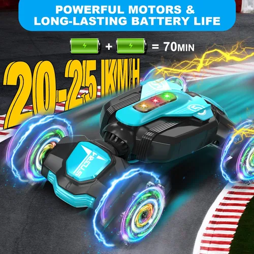 Vista 3 de Gesture Stunt RC Car, auto de control remoto 4WD de 2.4 GHz, sensor de reloj de gravedad, giro giratorio de 360, deriva y deriva con luces