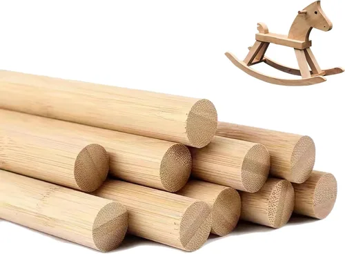Vista 4 de DaTpuik Varillas de Espiga de 1/2 x 6 Pulgadas 25 PIEZAS Varillas de Madera Palos de Madera Varillas de Espiga de Madera - Palos de Bambú Sin
