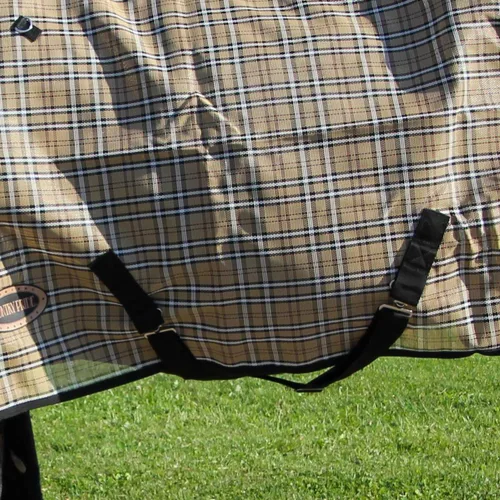 Vista 6 de Country Pride Textilene - Sábana para caballos, malla transpirable duradera, doble hebilla frontal ajustable, correas elásticas para las patas
