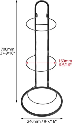Vista 6 de QWORK Estante de almacenamiento para pelotas de baloncesto: diseño vertical de 3 niveles, montaje en pared o independiente, solución de ahorro
