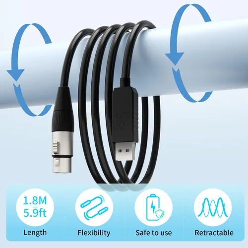 Vista 3 de (2PCS) 5.9ft USB a DMX Cable USB a DMX Cable de interfaz con chip FTDI