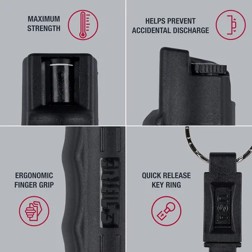 Vista 2 de SABRE Pepper Spray - Quick Release Keychain for Easy Carry & Fast Access, Max Police Strength Self Defense OC Spray with UV Dye, 10 Sec. Spray Time