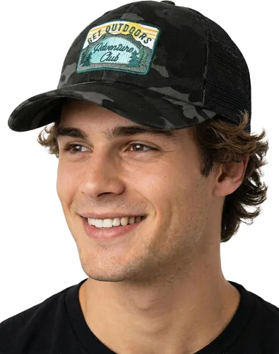 Vista 9 de Funky Junque Gorra de béisbol para hombre y mujer, diseño de camionero, con cierre de malla, ajustable, retro, transpirable Birdie Blitz - Beige