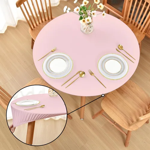 Vista 83 de Mantel ajustado blanco con elástico para mesas plegables de 48x48 pulgadas, manteles lavables y elásticos de elastano para mesas de cartas, manteles